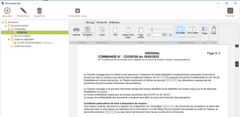 Un écran du module GED et workflow dans le logiciel ERP HexaOpale