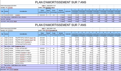 Plan d'amortissement dans le logiciel ERP HexaOpale